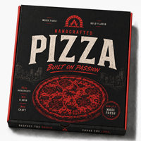 Boîtes à pizza en carton ondulé écologiques et recyclables avec logo personnalisé, imprimées en quadrichromie