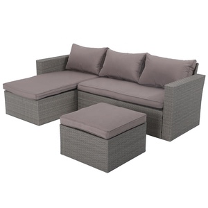 Phong Cách Châu Âu Phòng Chờ <span class=keywords><strong>Sofa</strong></span> Đặt Khách Sạn Patio Đồ Nội Thất Ban Công Góc <span class=keywords><strong>Sofa</strong></span> Hiện Đại Đan Bằng Mây Thép Vườn Góc <span class=keywords><strong>Set</strong></span> Với Phân - Product Image 2
