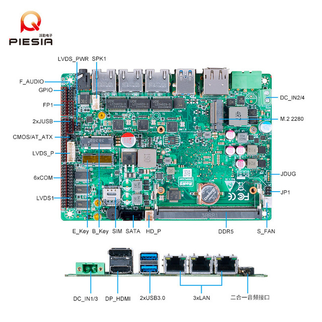 Industrial Motherboard 3.5" Single Board Computer SBC 3 LAN 6*COM Intel N150 N100 N305 1*DDR5 SATA HD DP LVDS/EDP CAN POE