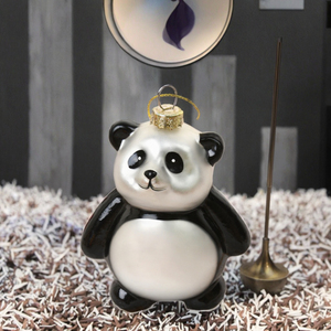 Petites décorations de Noël en verre faites à la main, pendentifs en forme d'animal panda, pour la décoration de l'arbre de Noël et de la maison, impression numérique, en boîte - Product Image 3