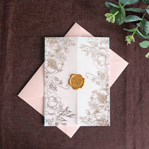 Juego de Invitaciones de Boda de Lujo en Papel Vellum Azul Polvoriento, con Diseño Náutico de Conchas Marinas, Caballitos de Mar y Estrellas de Mar, Monograma, Tarjeta de Regalo, Impresión Personalizada - Product Image 6