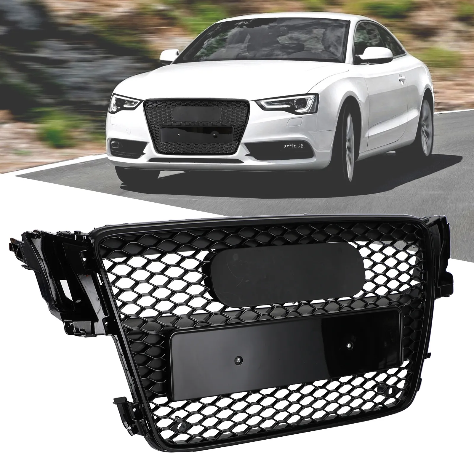 Grille de calandre en maille pour Audi A5 S5 B8 2008 2009 2010 2011 2012 (sans RS5) avec logo