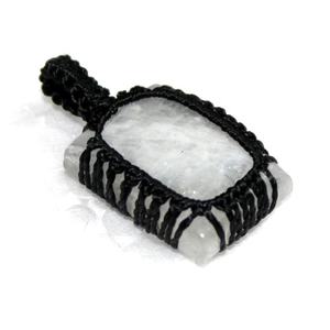 Venta al por mayor de estilo bohemio, colgante de cordón de macramé, piedra lunar Natural, cabujón ovalado, piedras preciosas, piedras naturales, encantos de Regalo perfecto - Product Image 2
