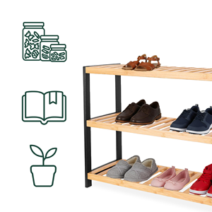 Many Colours Sizes 3 Tier Bamboo <b>Shoe</b> Rack Stack Factory Wholesale Price Affordable Household <b>Shoe</b> Racks Stands Storage Shelves - Product Image 3