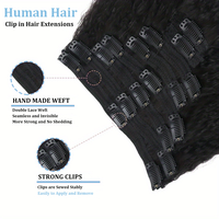 Extensions de cheveux humains lisses et bouclés à clipser, couleur naturelle, brésiliennes, 100% Remy, 120G, 8 pièces/ensemble, pour tête entière, fabriquées en Chine continentale