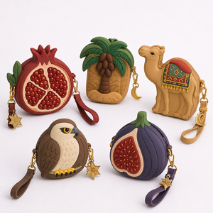 Portamonete in Silicone 3D a Forma di Animale Islamico (Cammello, Falco, Melograno, Palma) con Cerniera <span class=keywords><strong>e</strong></span> Portachiavi, Logo Personalizzato OEM, Mini Portafoglio Regalo - Product Image 1
