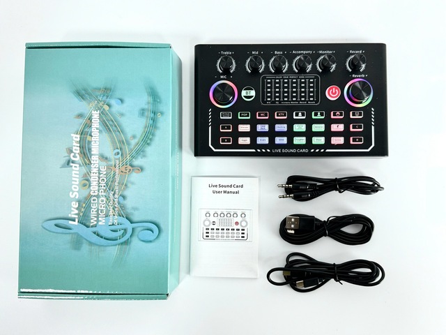 V8S OEM Brand Audio Sound Card Set USB External Sound Adapter 3.5mm Headset Live Studio Microphone for PC Phone Computer