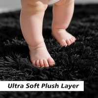Tapis moelleux pour salon, tapis pour chambre à coucher, tapis noir doux et duveteux, tapis d'intérieur en peluche anti-peluchage pour chambre d'enfant