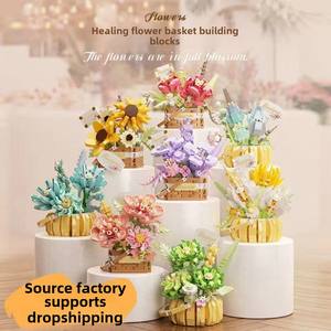 Ramo de Girasoles en Maceta de Microplástico, Adorno de Escritorio DIY, Modelo de Juguete, Bloques de Construcción, Cesta de Flores, Juguete Educativo - Product Image 5