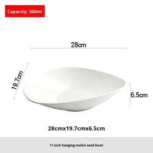 Ensemble <span class=keywords><strong>de</strong></span> bols à <span class=keywords><strong>salade</strong></span> en céramique avec motif <span class=keywords><strong>de</strong></span> graines <span class=keywords><strong>de</strong></span> melon suspendues, nouveau design créatif moderne simple haut <span class=keywords><strong>de</strong></span> gamme, luxe léger, blanc, pour <span class=keywords><strong>salade</strong></span> <span class=keywords><strong>de</strong></span> fruits - Product Image 6