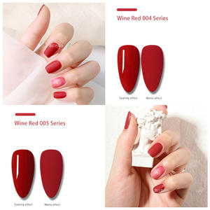 AILANUO pegamento de esmalte de uñas rojo brillante de 6 colores, 15ML rojo oscuro, rojo vino, rojo claro de larga duración, adecuado para bricolaje - Product Image 1