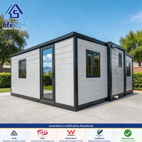 Rumah Kontainer Prefabrikasi Ekspansiabel 30Ft 40Ft Standar AU 10000 Unit Terpasang, 2-3 Kamar Tidur, Kamar Mandi, Tahan Air, Rumah Granny Flat