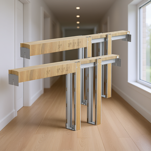 Kit de cadre de porte coulissante 72 po de largeur 80 po de hauteur, fermeture douce, lame en bois, design moderne - Product Image 2