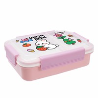 Boîte à lunch portable de qualité supérieure en plastique alimentaire de forme rectangulaire C339, 2 compartiments, boîte bento