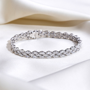 Pulsera de Diamantes Cultivados en Laboratorio MSR-676 de Oro Blanco de 18K con Corte Marquesa, Joyería Clásica de Lujo para Bodas y Fiestas - Product Image 1