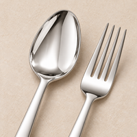 Ensemble de couverts en acier inoxydable 201, manche lisse, 13 pièces, poli à la main, compatible lave-vaisselle, écologique, pour mariage, banquet, hôtel
