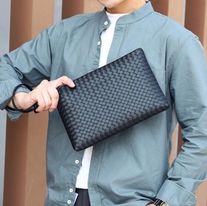 Bogia – sacs à main en <span class=keywords><strong>cuir</strong></span> PU pour hommes, Style de bureau en gros, ensembles de sacoches tressées noires à la mode - Product Image 4