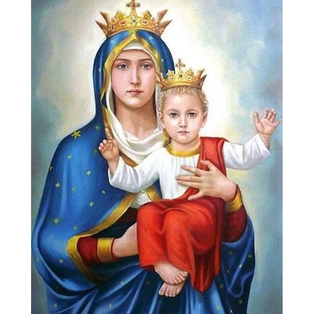 Annual Hot Sale Virgin Mary Diamond Painting Children Religious Picture DIY 3D Diamond Embroidery Kids Boy Craft Gift