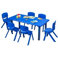 Ensemble de table et 6 chaises pour enfants, empilables, en plastique, mobilier pour tout-petits, maternelle, design moderne, sécurité, respectueux de l'environnement, utilisation scolaire, cuisine