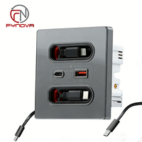 Prise murale intelligente 20W avec 2 ports USB à charge rapide, câble d'extension 16A, prise de courant en plastique pour maison, bureau, cuisine, prise EU