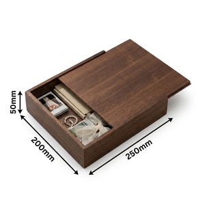 Scatola Portaoggetti di Lusso Landy <span class=keywords><strong>in</strong></span> <span class=keywords><strong>Legno</strong></span> di Noce, Personalizzabile con Incisione, Coperchio Scorrevole per Foto e Ricordi di Matrimonio - Product Image 2