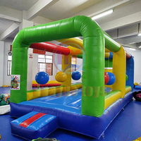 Adultes Enfants Défi sec humide Jeu de balle de démolition interactif Gauntlet gonflable Jeu de course Maison gonflable