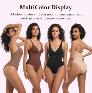 Seamless Zip-Up <strong>Body</strong> Shaper Thong Snatched Waist <strong>Body</strong> <strong>Suit</strong> Tummy Control V Neck Shapewear Bodysuits <strong>for</strong> <strong>Women</strong> - Product Image 3