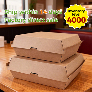 Caixa de Embalagem de Papel Kraft Descartável de Boa Qualidade para Fast Food, Embalagem Corrugada para Hambúrguer para Delivery - Product Image 3