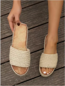 Spring Summer Collection Plus Size European American Style Platform Sole <b>Rope</b> Sandals for Women Slip-On PU New Thick - Product Image 6