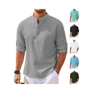 Polo à manches longues pour homme Tk, blanc, respirant, col montant, vêtement décontracté, fibre de polyester DF-87 - Product Image 5