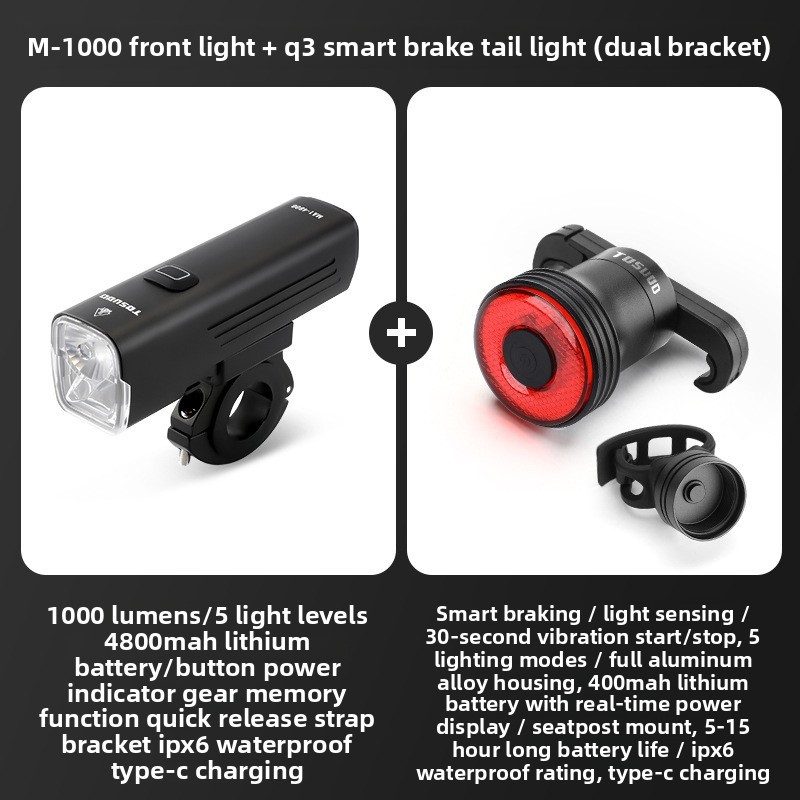 Phare avant M-1000 lumens - Feu arrière Q3 - Double fixation