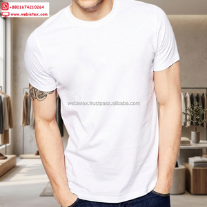 เสื้อยืดคอกลมสีขาวล้วนสำหรับผู้ชาย เสื้อยืดสีพื้นจากโรงงานในบังกลาเทศ - Product Image 2