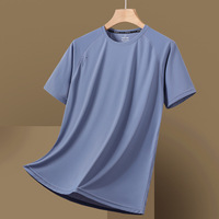 T-shirt de sport et de loisirs pour homme 2025 – Séchage rapide, soie glacée, haute élasticité, couleur unie, coupe ample, col rond, design vierge