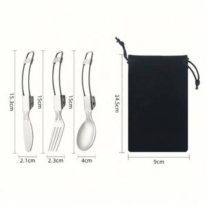 Juego de Cubiertos Plegables de Acero Inoxidable 304 con Acabado Espejo y Logotipo Personalizado, con Estuche de Almacenamiento - Product Image 2