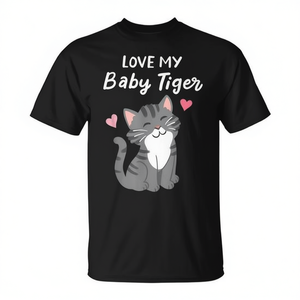 Camiseta Love My Baby Tiger Kitty Lover Cute Meow Grey Tabby Cat Mom - Product Image 2