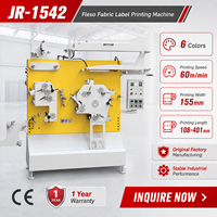 Imprimante flexographique pour étiquettes textiles JR-1542 à 6 couleurs, haute vitesse 60 m/min, pour étiquettes en nylon pour vêtements, certificat CE, garantie 1 an