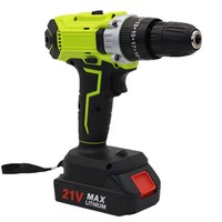 Taladro Inalámbrico de 21V con 2 Baterías, Kit de Herramientas Eléctricas con Estuche de Plástico para Taller y Construcción