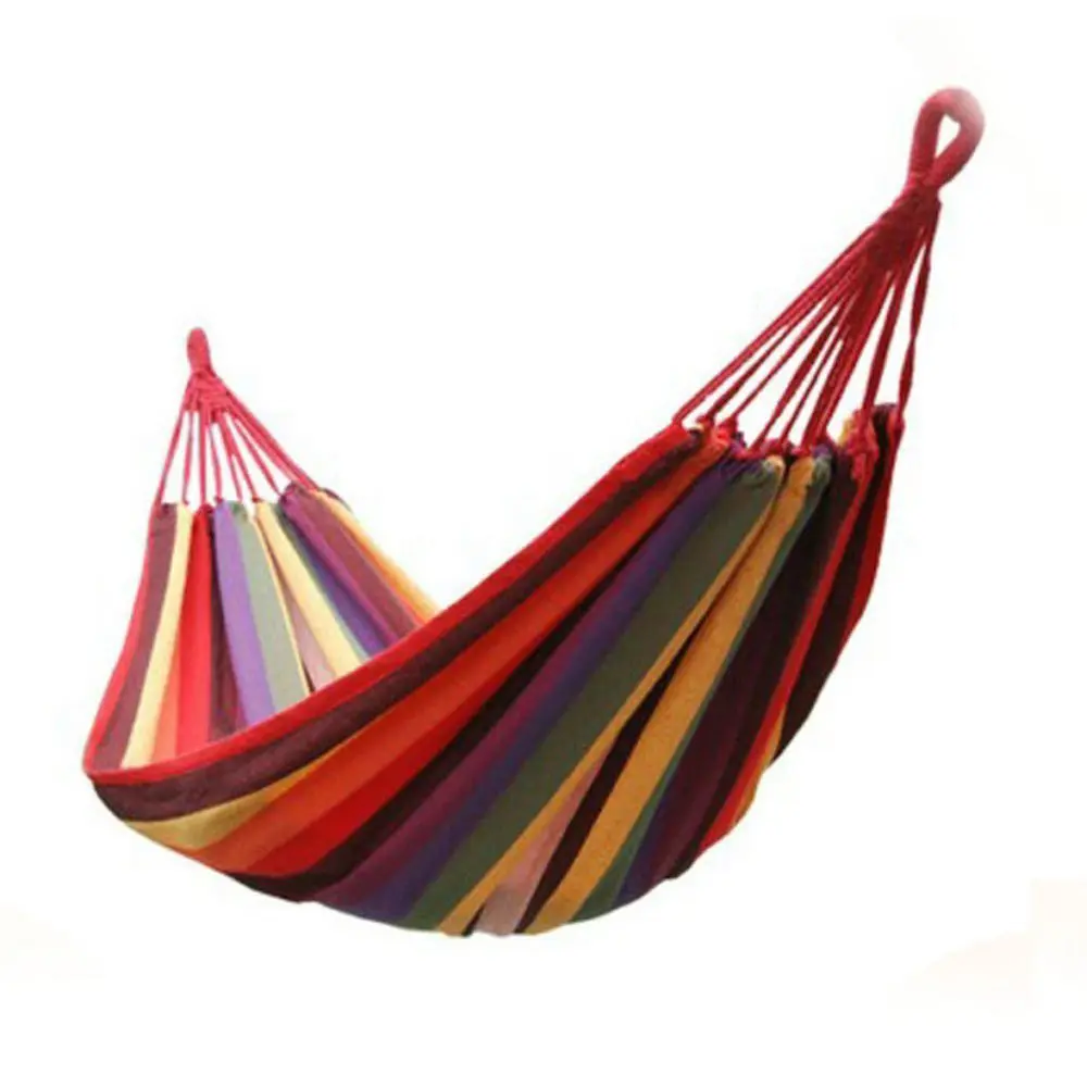 Indoor Outdoor Colorful Striped Camping Hammock For Garden Sports Home Travel Camping Swing Thick Canvas Bed hammock