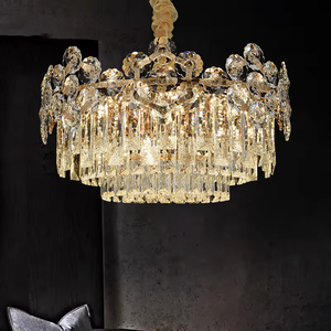 Farmhouse Chandelier with K9 Crystal Gold Dining Room Ceiling Light Warm <strong>White</strong> <strong>Hanging</strong> LED Pendant Lighting Kalux Factory Supply - Product Image 6