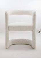 Fauteuil moderne minimaliste à cadre incurvé en tissu bouclé blanc, chaise de loisirs unique en forme de U, chaise d'appoint pour salle à manger, pour la maison et la villa