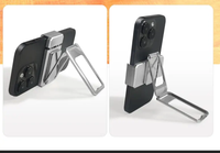 Support de téléphone portable pliable en alliage d'aluminium sans colle, rotation à 360°, avec clip dorsal et anneau de maintien pour les doigts