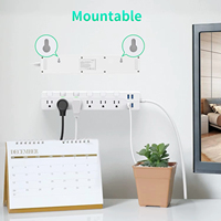 6 Outlet 4 USB Port pelindung lonjakan cahaya Strip daya 10A ekstensi plastik soket penutup peralatan rumah soket keselamatan