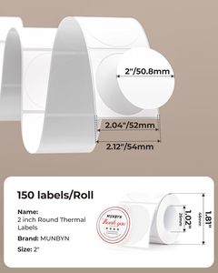 Etiquetas Redondas de Papel Térmico de Doble Color Rojo y Negro <span class=keywords><strong>MUNBYN</strong></span> RW405 para Escuelas, Negocios, Exposiciones y Supermercados, 150 Hojas/1 Rollo - Product Image 2