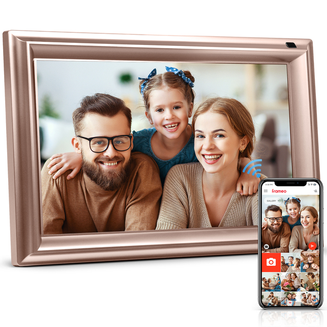 Hot Selling EACHPAI 10.1 Inch Rose Gold Black Customizable HD Touch Screen WIFI Digital Photo Frame Via Vphoto