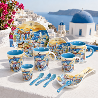 Service de vaisselle en céramique et porcelaine, souvenirs touristiques de lieux emblématiques de la Grèce, pour cadeaux touristiques, personnalisable OEM ODM, vente en gros directe usine