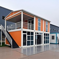 Mini maison chalet en conteneur de luxe personnalisée de 16 pieds Maison moderne mobile préfabriquée en acier léger Petite maison villa en paquet plat