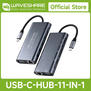 Hub USB-C 11-en-1 Waveshare, port Ethernet RJ45 100 Mbps, port HDMI haute définition 4K, double emplacement pour carte SD/TF, entrée PD 100 W K434 - Product Image 5