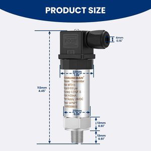 Measureman เครื่องส่งสัญญาณความดัน0-100 PSI 4-20mA 24V DC 1/4 NPT - Product Image 4