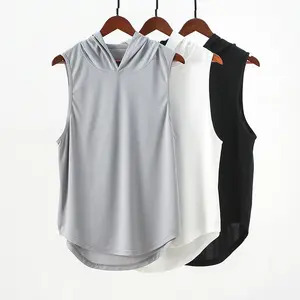 Ready To Ship Wholesale Custom LOGO Sport Gym Hooded Vest Athletic Mens Sleeveless Hoodie For Boys