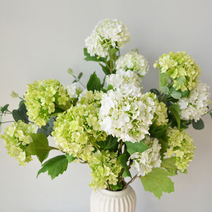 3 têtes d'hortensias artificiels <span class=keywords><strong>en</strong></span> soie, boule de neige, fleurs d'hortensia vertes artificielles pour les arrangements floraux de mariage, fleurs d'hortensia - Product Image 2
